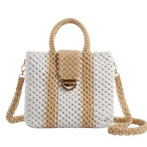 9572 Crochet Beach Bag Tote Bag | Handmade Brown Purse Shoulder Bag